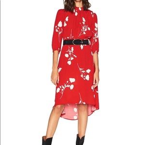 ba&sh Poema floral print high/low dress in rouge!